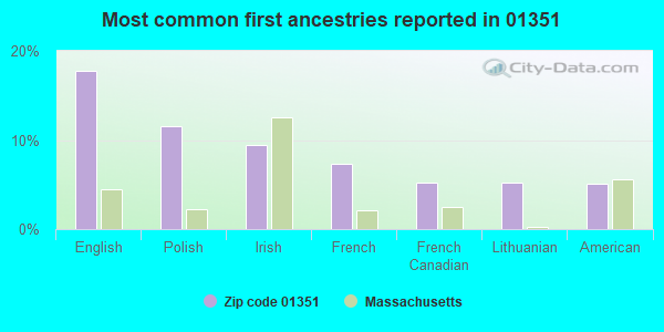 Most common first ancestries reported in 01351