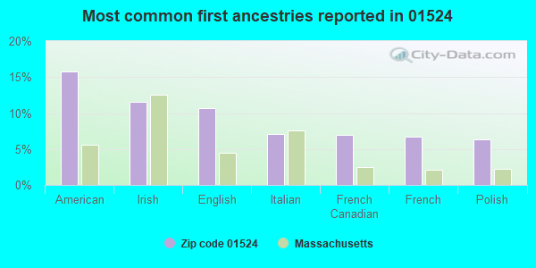 Most common first ancestries reported in 01524