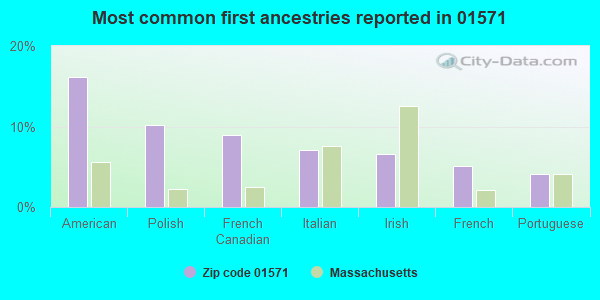 Most common first ancestries reported in 01571