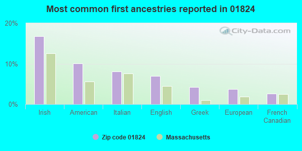 Most common first ancestries reported in 01824
