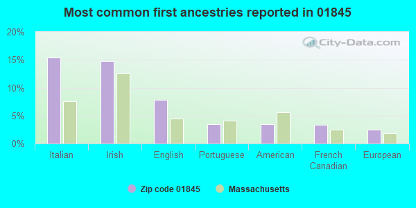 Most common first ancestries reported in 01845