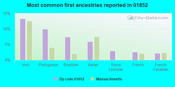 Most common first ancestries reported in 01852