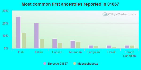 Most common first ancestries reported in 01867
