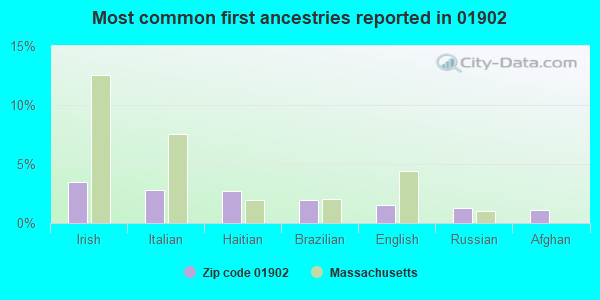 Most common first ancestries reported in 01902