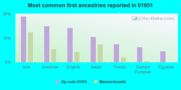 Most common first ancestries reported in 01951