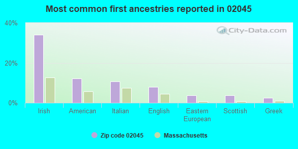 Most common first ancestries reported in 02045