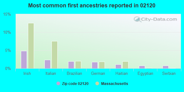 Most common first ancestries reported in 02120