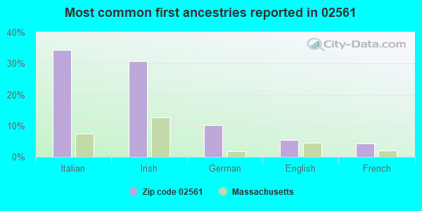 Most common first ancestries reported in 02561