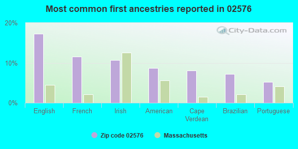 Most common first ancestries reported in 02576