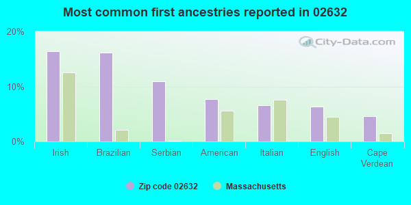 Most common first ancestries reported in 02632