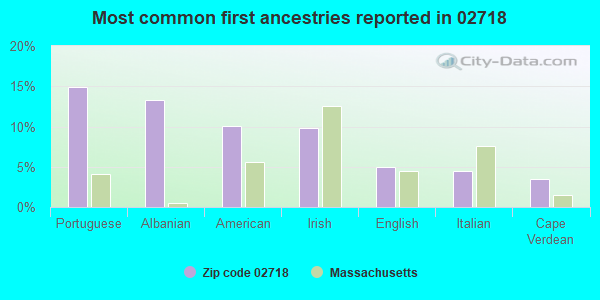 Most common first ancestries reported in 02718