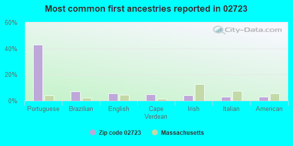 Most common first ancestries reported in 02723