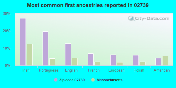 Most common first ancestries reported in 02739