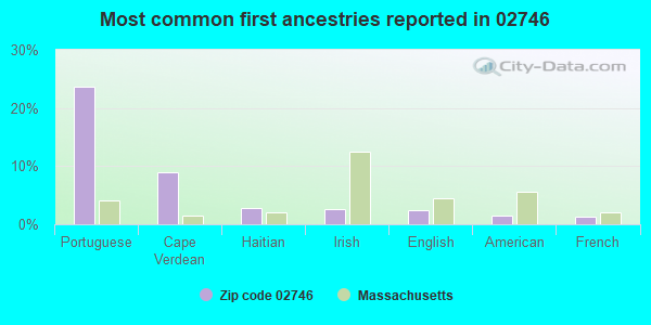 Most common first ancestries reported in 02746
