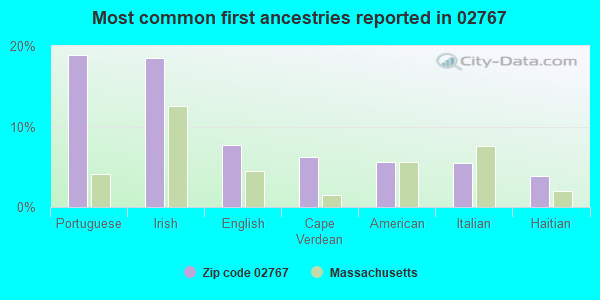 Most common first ancestries reported in 02767