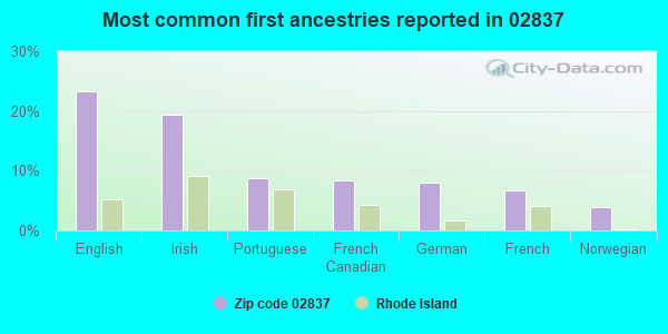 Most common first ancestries reported in 02837