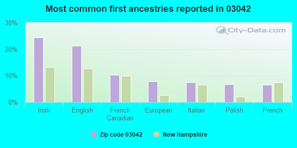 Most common first ancestries reported in 03042