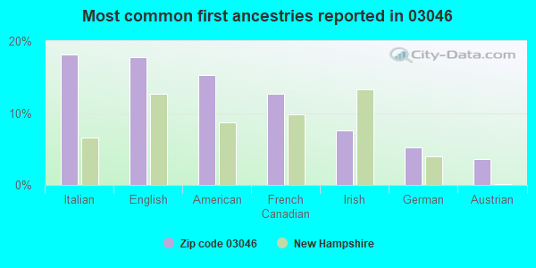 Most common first ancestries reported in 03046