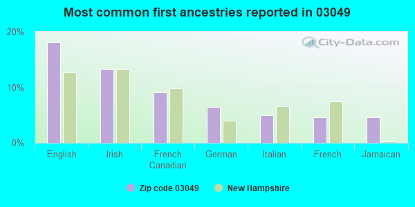 Most common first ancestries reported in 03049