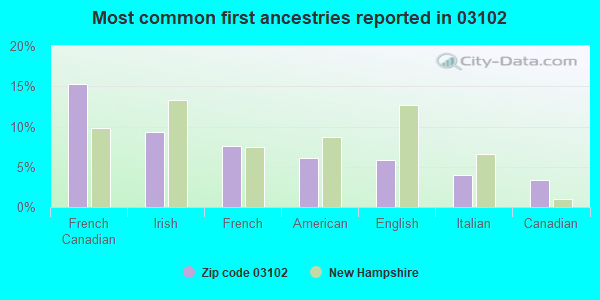 Most common first ancestries reported in 03102