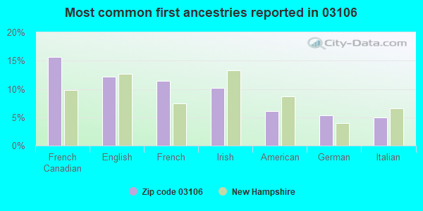 Most common first ancestries reported in 03106