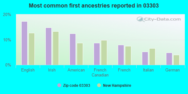 Most common first ancestries reported in 03303