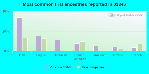 Most common first ancestries reported in 03846