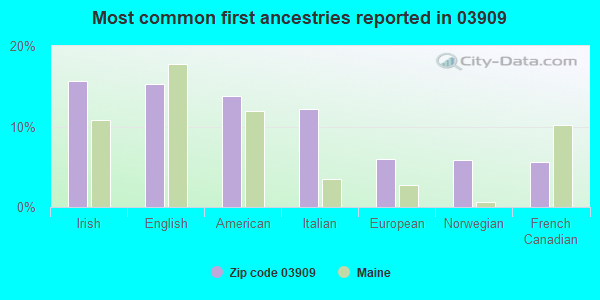 Most common first ancestries reported in 03909