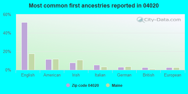 Most common first ancestries reported in 04020