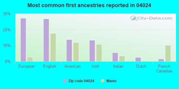 Most common first ancestries reported in 04024