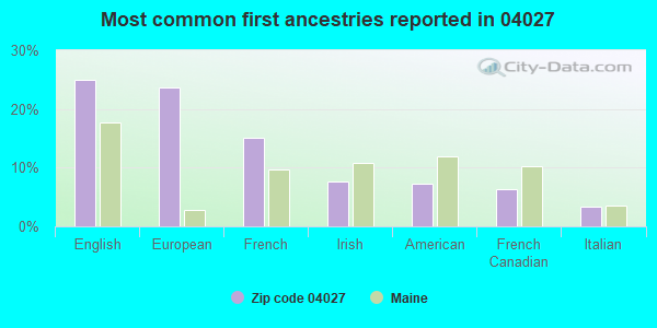 Most common first ancestries reported in 04027