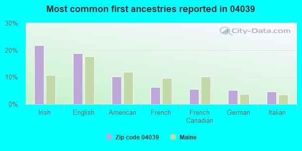 Most common first ancestries reported in 04039
