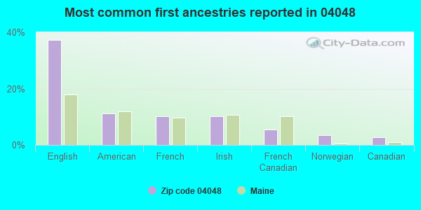 Most common first ancestries reported in 04048