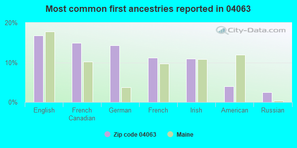 Most common first ancestries reported in 04063