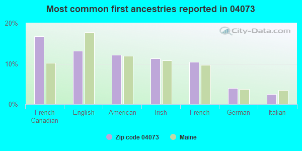Most common first ancestries reported in 04073