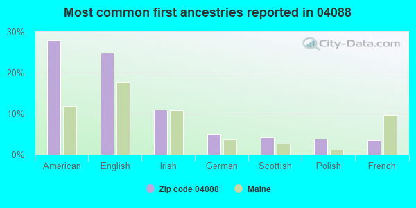 Most common first ancestries reported in 04088