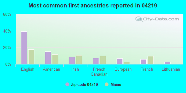 Most common first ancestries reported in 04219