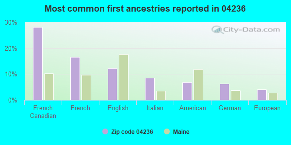 Most common first ancestries reported in 04236
