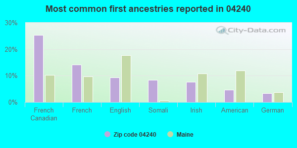 Most common first ancestries reported in 04240