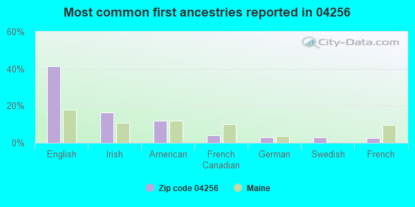 Most common first ancestries reported in 04256