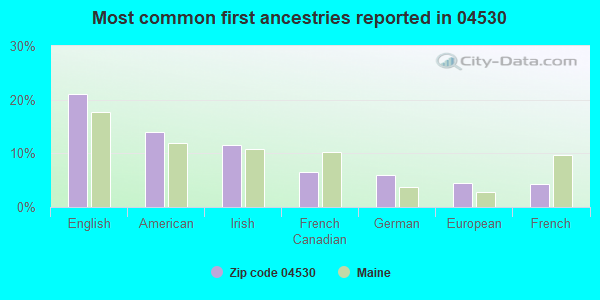 Most common first ancestries reported in 04530