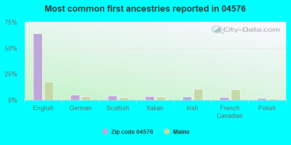 Most common first ancestries reported in 04576