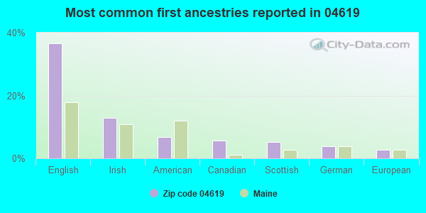 Most common first ancestries reported in 04619