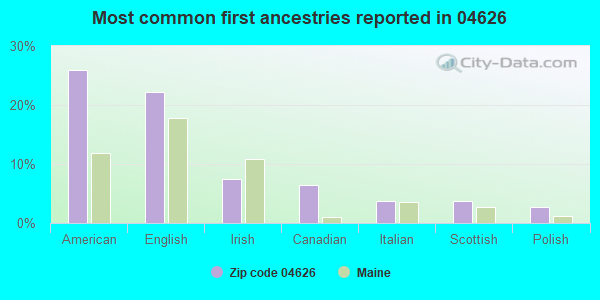 Most common first ancestries reported in 04626