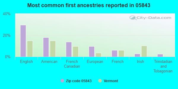 Most common first ancestries reported in 05843
