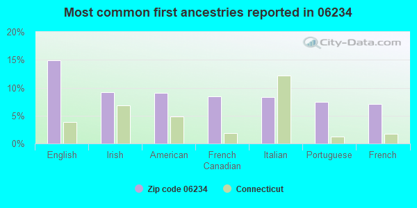 Most common first ancestries reported in 06234
