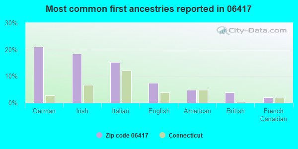 Most common first ancestries reported in 06417