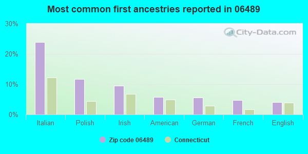 Most common first ancestries reported in 06489