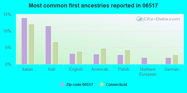 Most common first ancestries reported in 06517