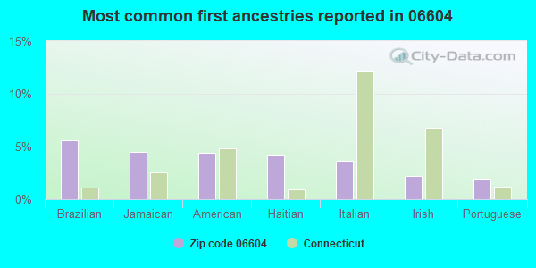 Most common first ancestries reported in 06604